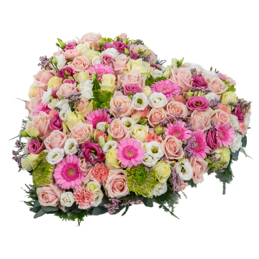 Rouwhart roze bloemen
